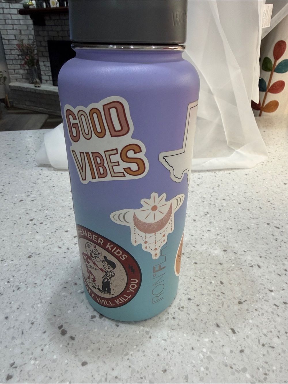 Iron Flask Good Vibes Lavender & Aqua Reusable Bottle 32 oz